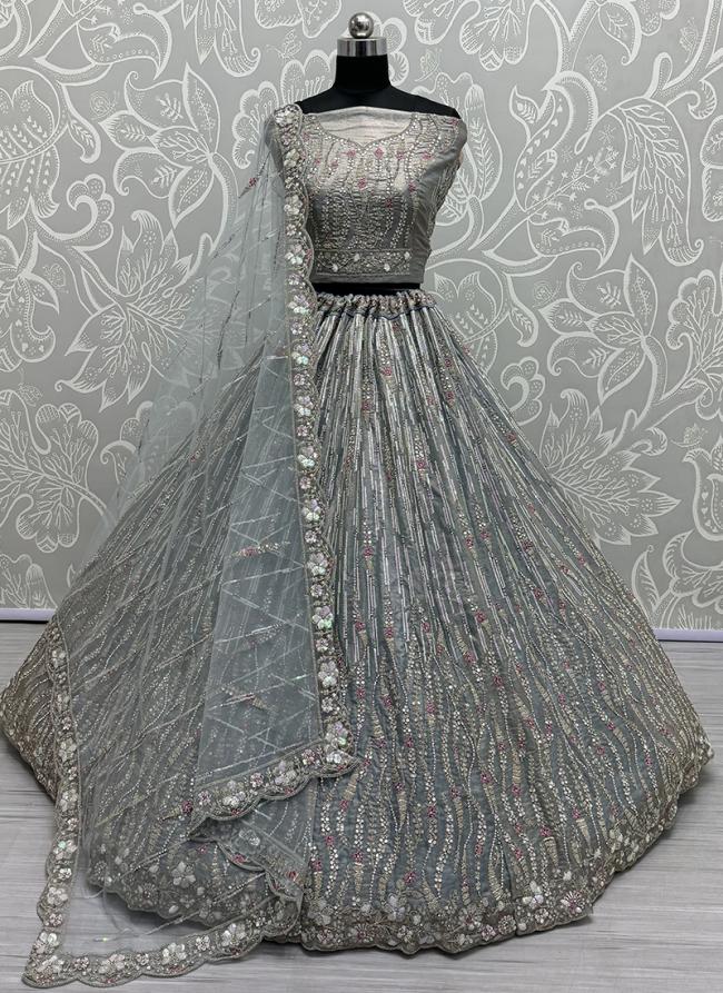 Gadhawal Silk Grey Bridal Wear Embroidery Work Lehenga Choli